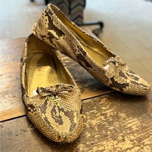 Prada Python Loafers Snakeskin Bow Gold Logo